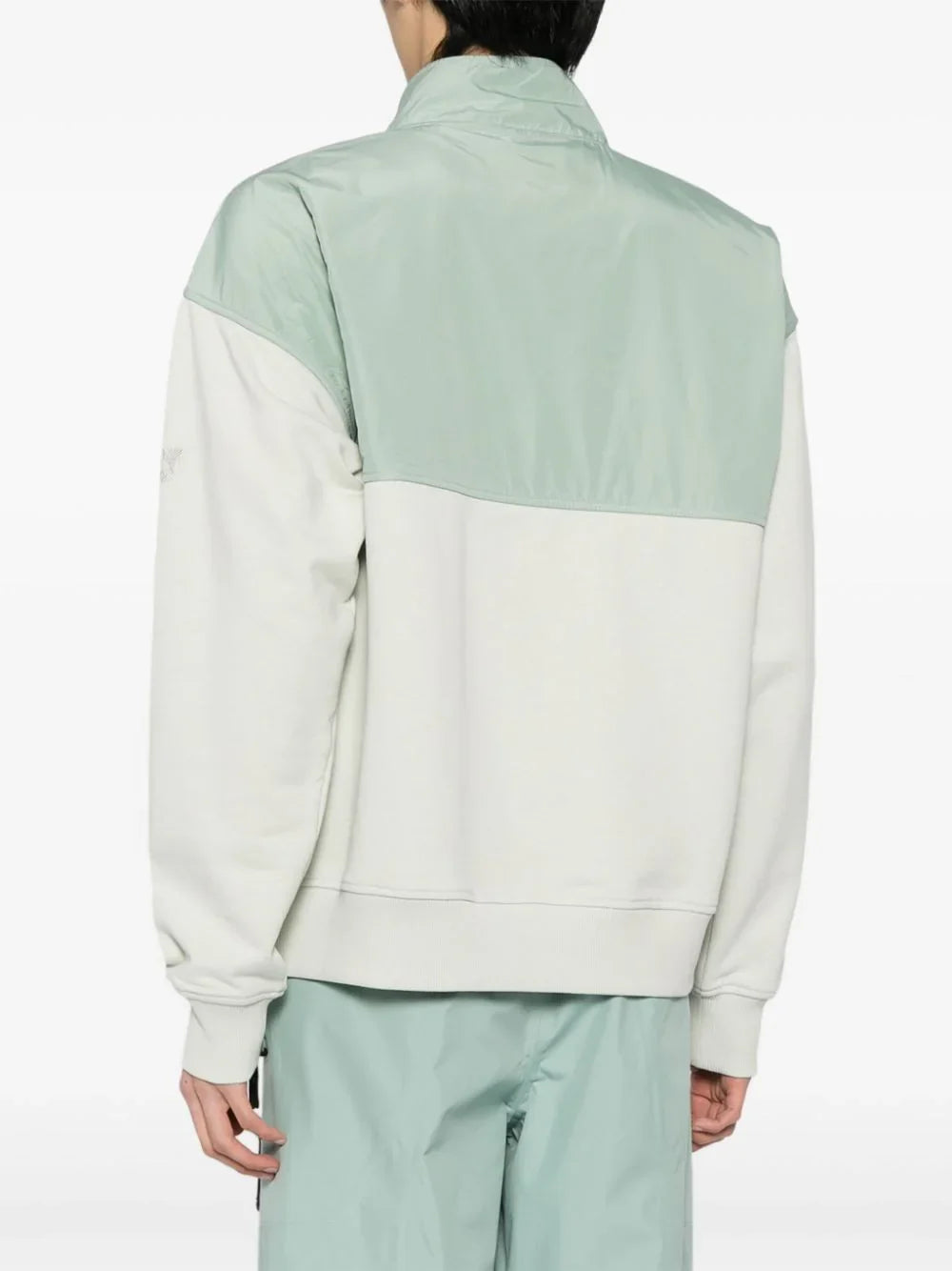 ALPHA TAURI Shybo Knit Half-Zip Panelled Sweatshirt Sage Light Green