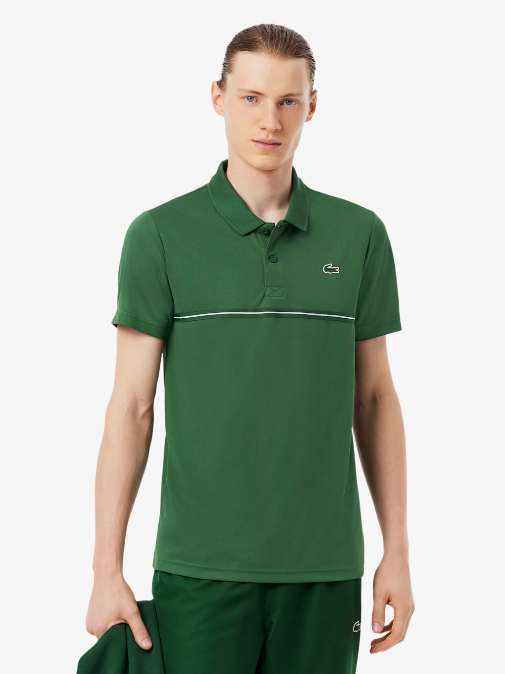 LACOSTE Ultra Dry Print Sport Polo Shirt Pine Green