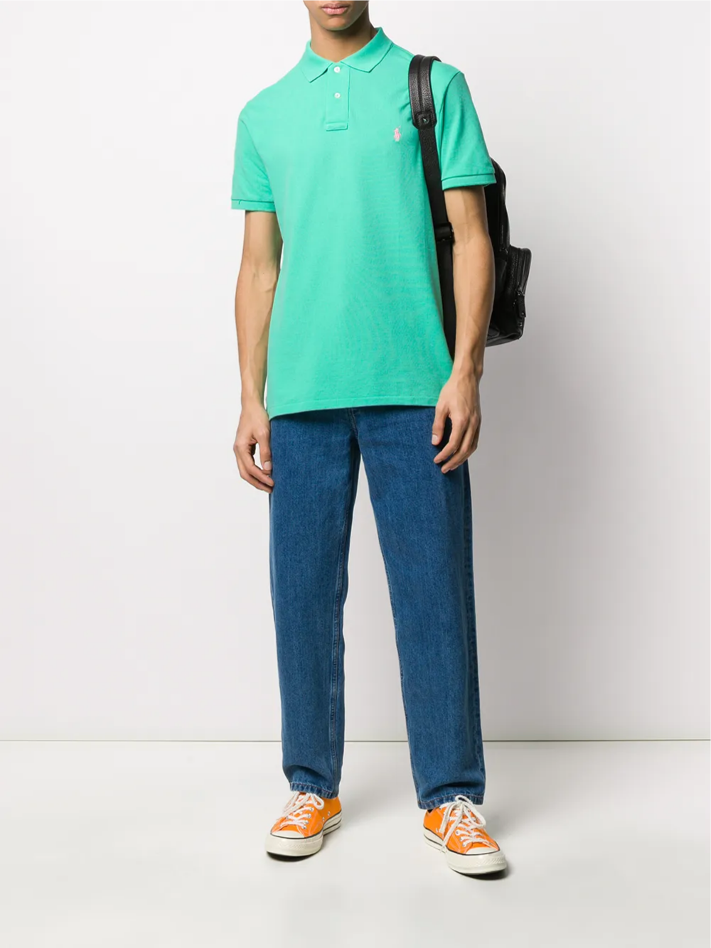 RALPH LAUREN Slim Fit Mesh Polo Shirt Sunset Green