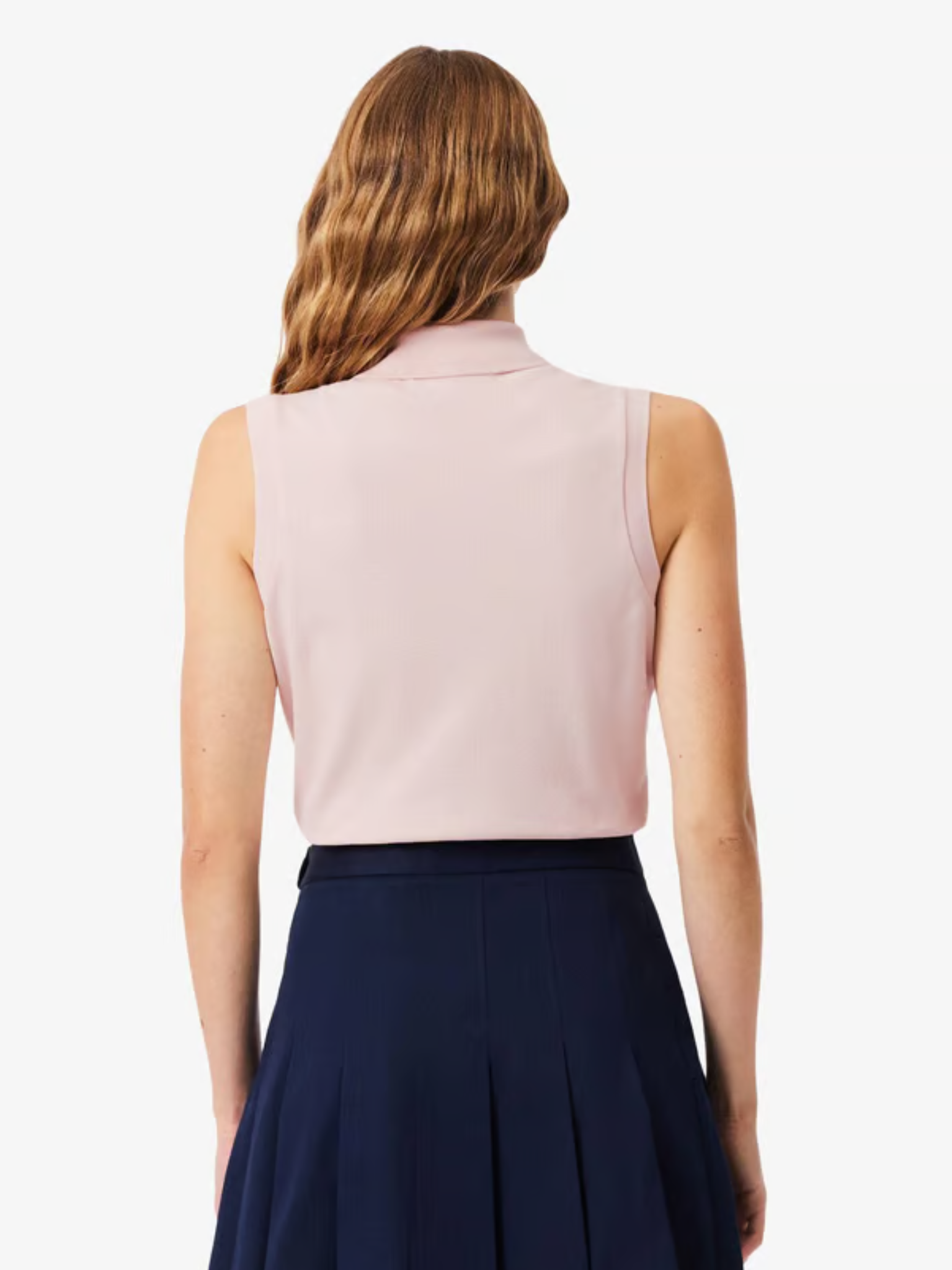 LACOSTE WOMEN Slim Fit L.12.D Sleeveless Stretch Polo Shirt Light Pink
