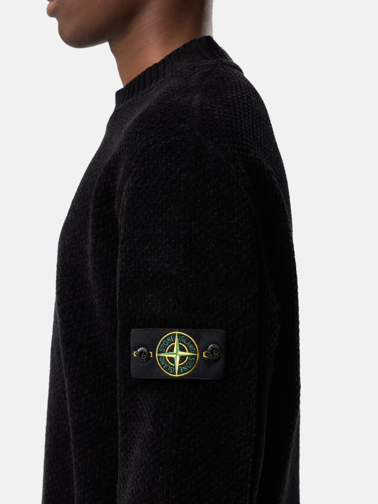 STONE ISLAND Knit Mock Neck Jumper Black