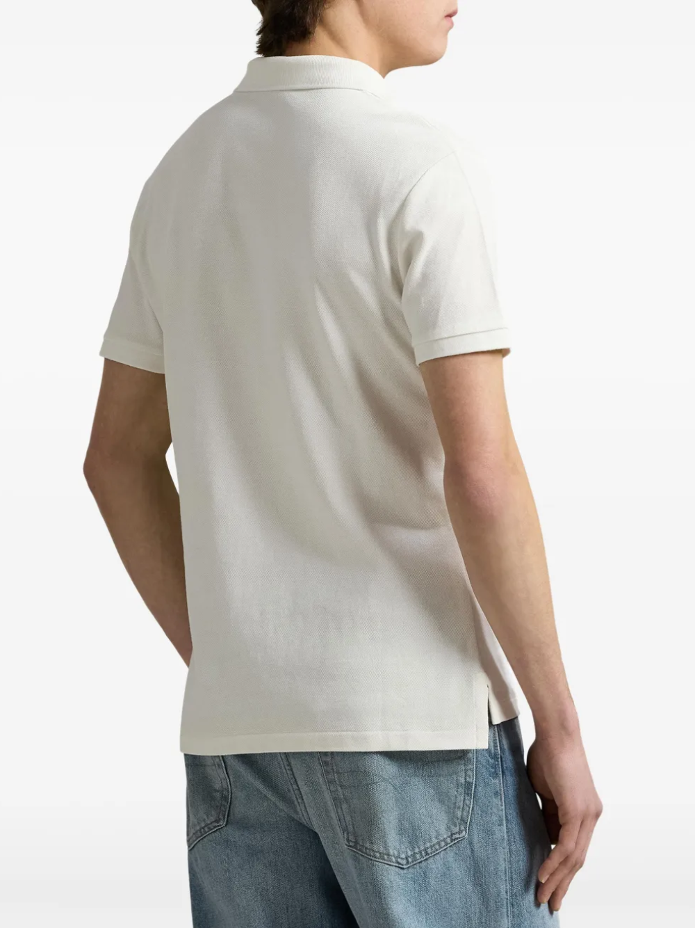RALPH LAUREN The Iconic Custom Slim Fit Mesh Polo Pale Cream