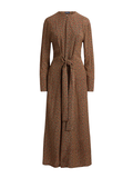 RALPH LAUREN WOMEN Floral Tie-Front Crepe Dress Abs Daisy Brown Pink