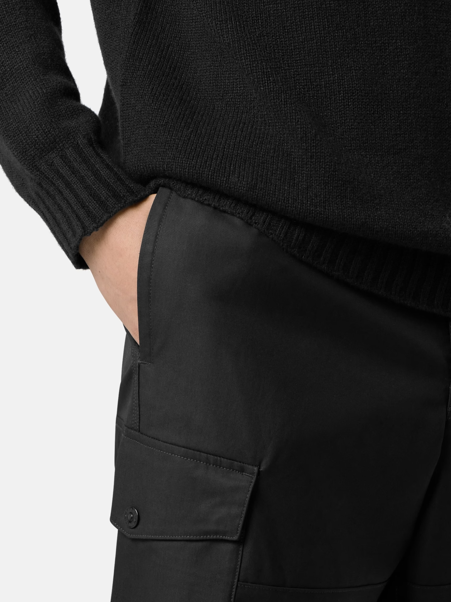 STONE ISLAND All-weather Cotton Canvas_S.I. Ghost Cargo Trousers Black