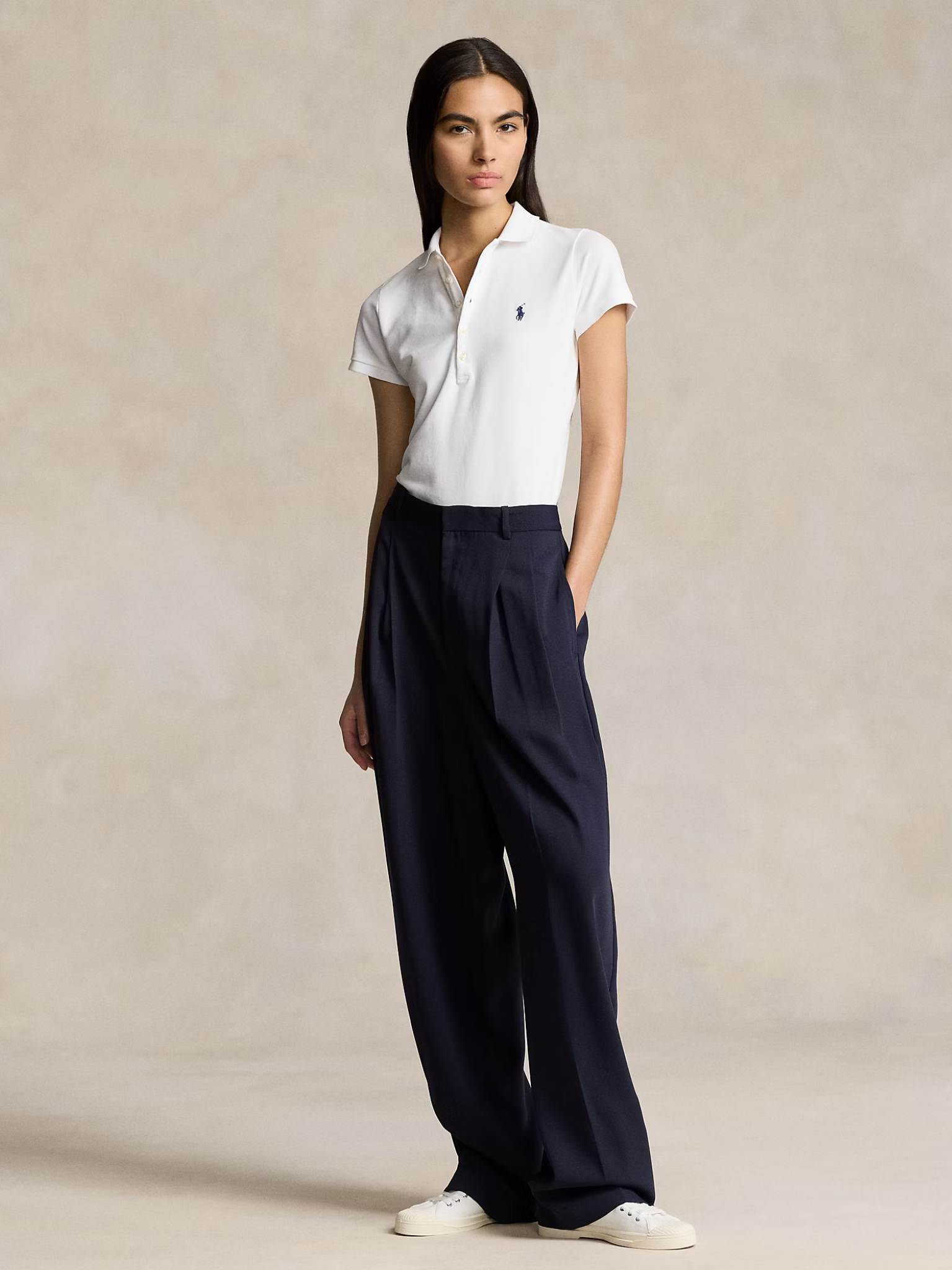 RALPH LAUREN WOMEN Slim Fit Stretch Polo Shirt White