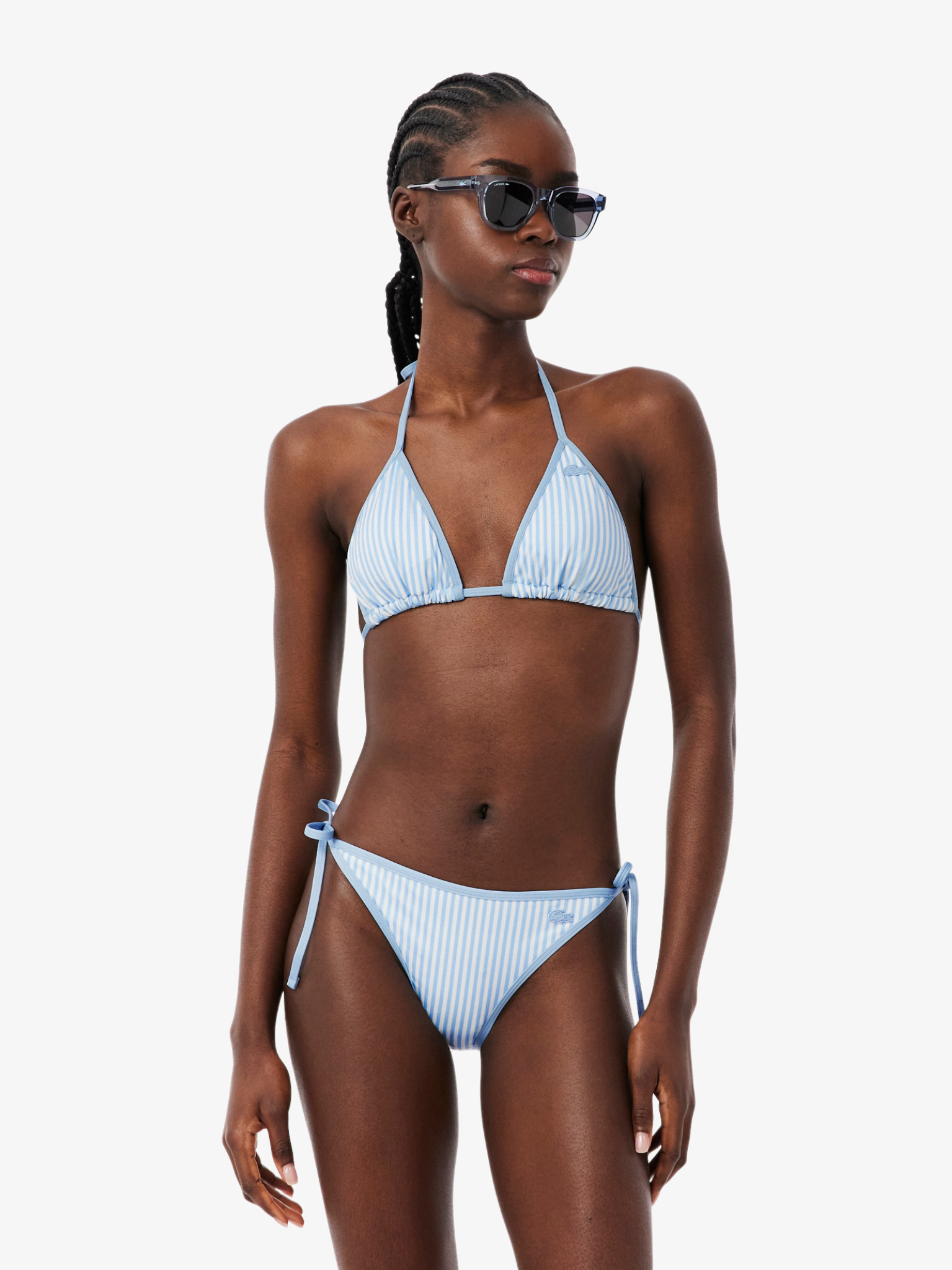 LACOSTE WOMEN Swim Top Light Blue/White