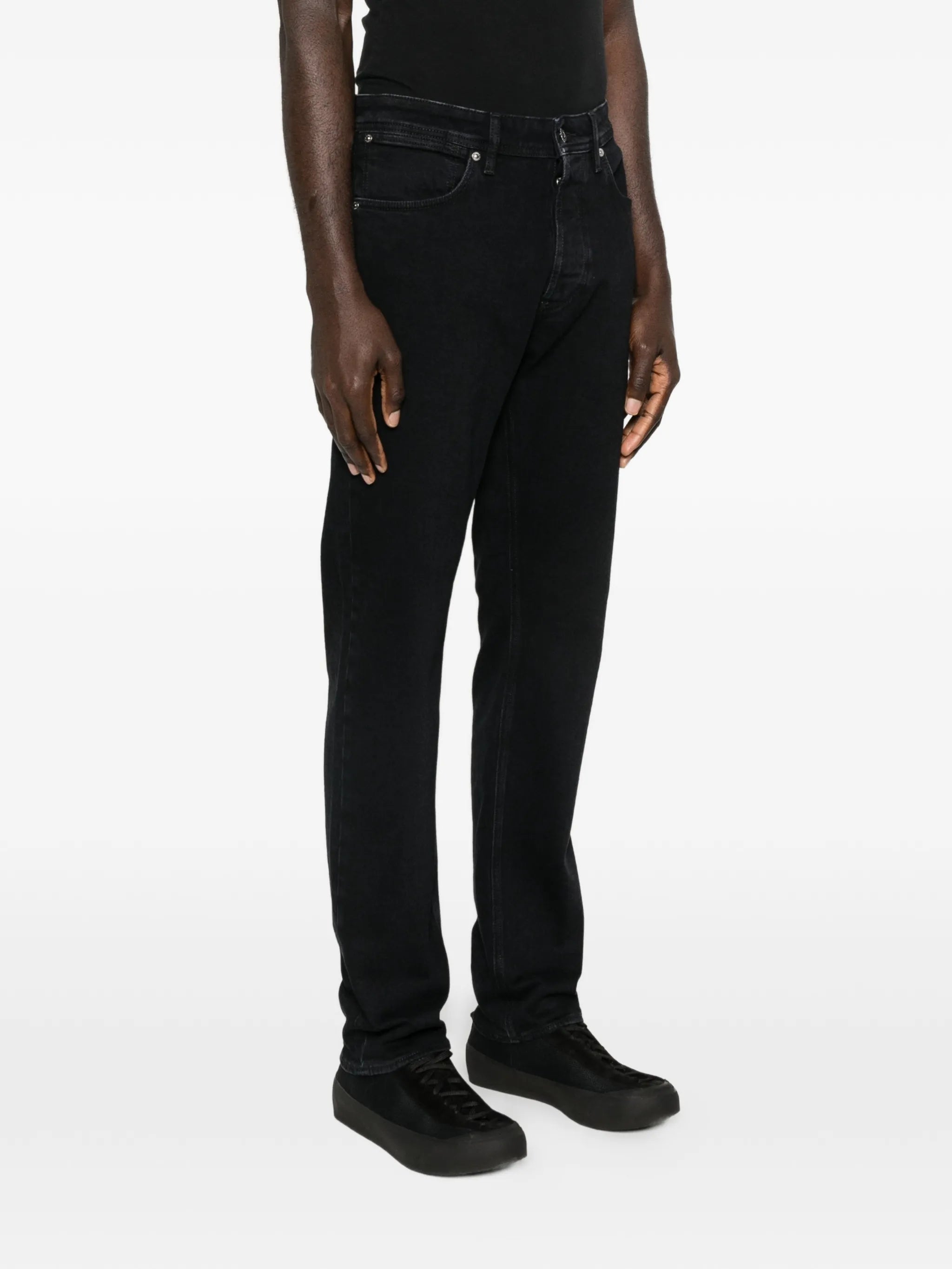 STONE ISLAND Logo Patch Slim Fit Jeans Black
