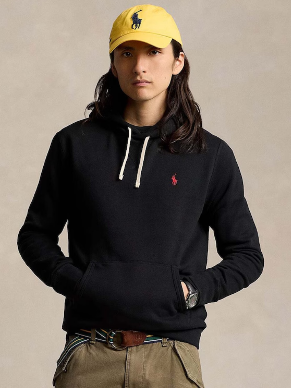 RALPH LAUREN The RL Fleece Hoodie Polo Black