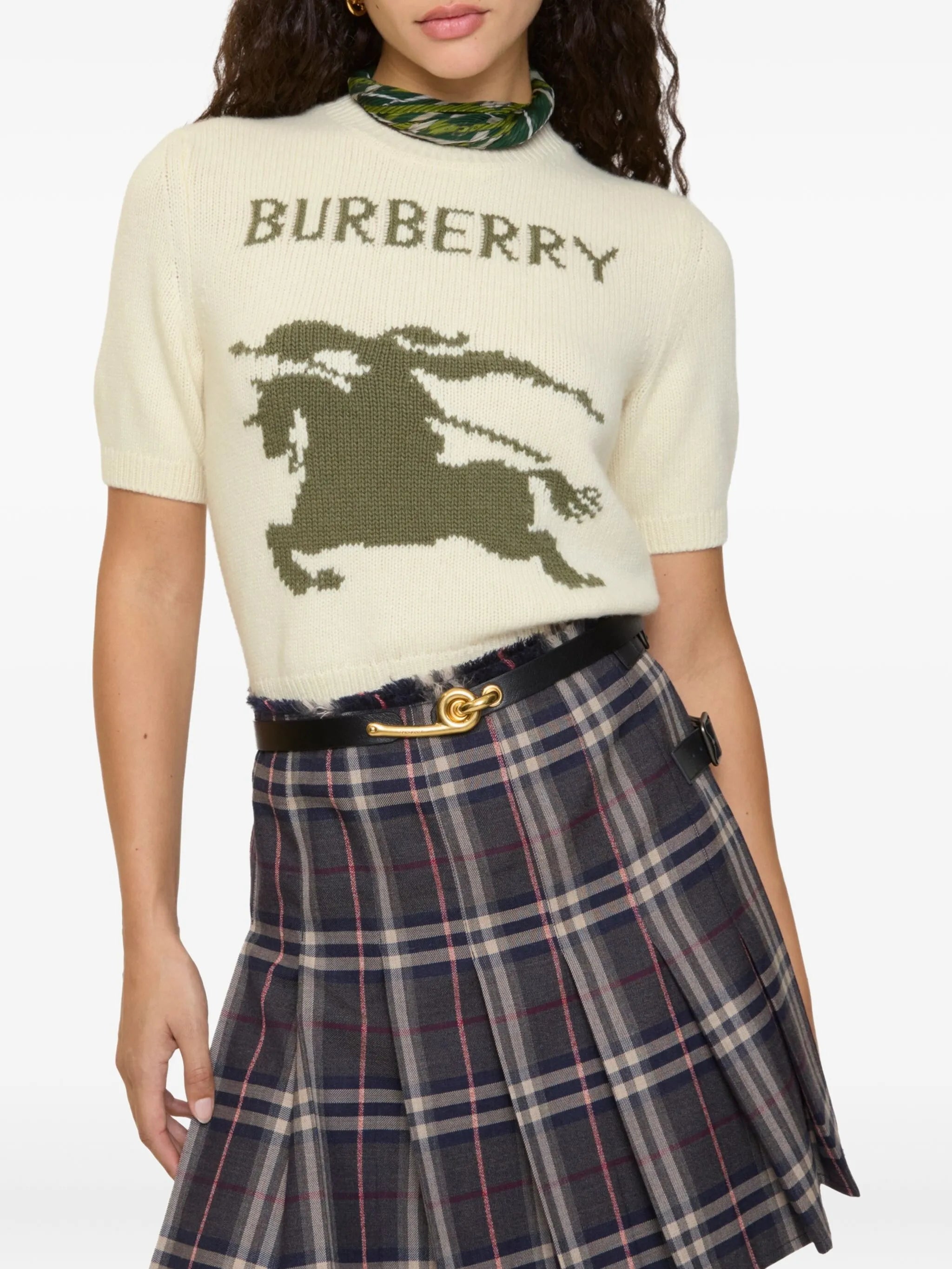 BURBERRY WOMEN EKD Wool Cashmere Top Ceramic White