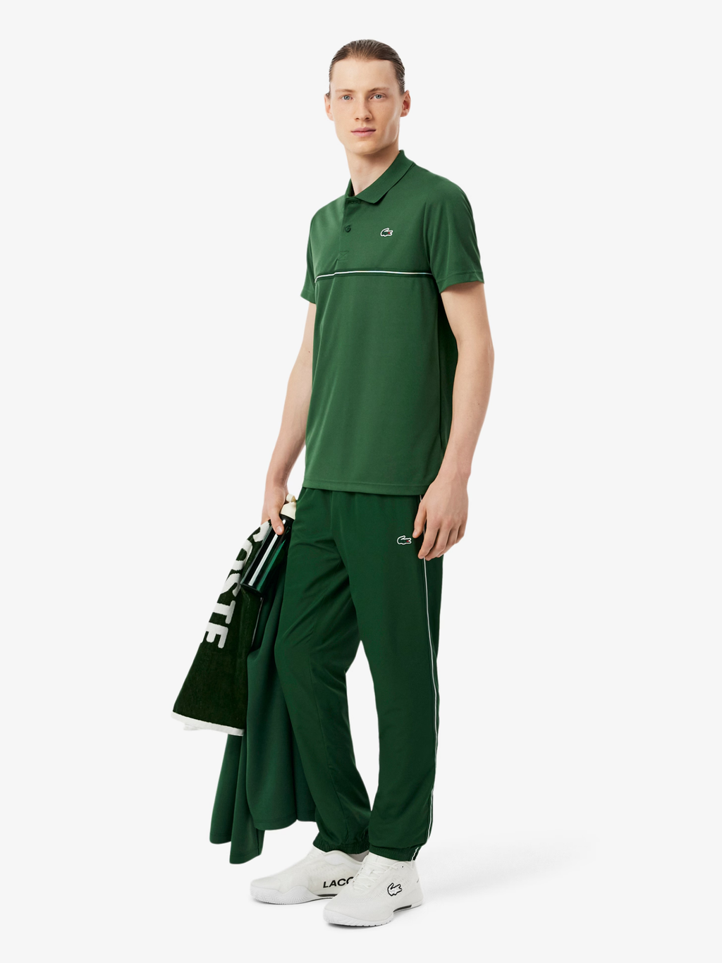 LACOSTE Ultra Dry Print Sport Polo Shirt Pine Green
