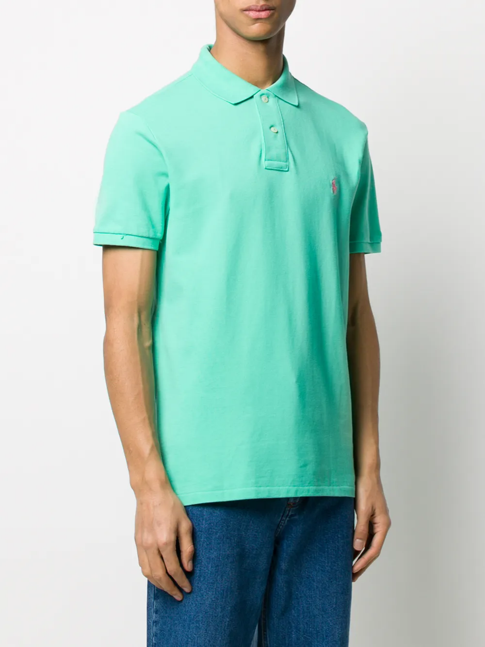 RALPH LAUREN Slim Fit Mesh Polo Shirt Sunset Green
