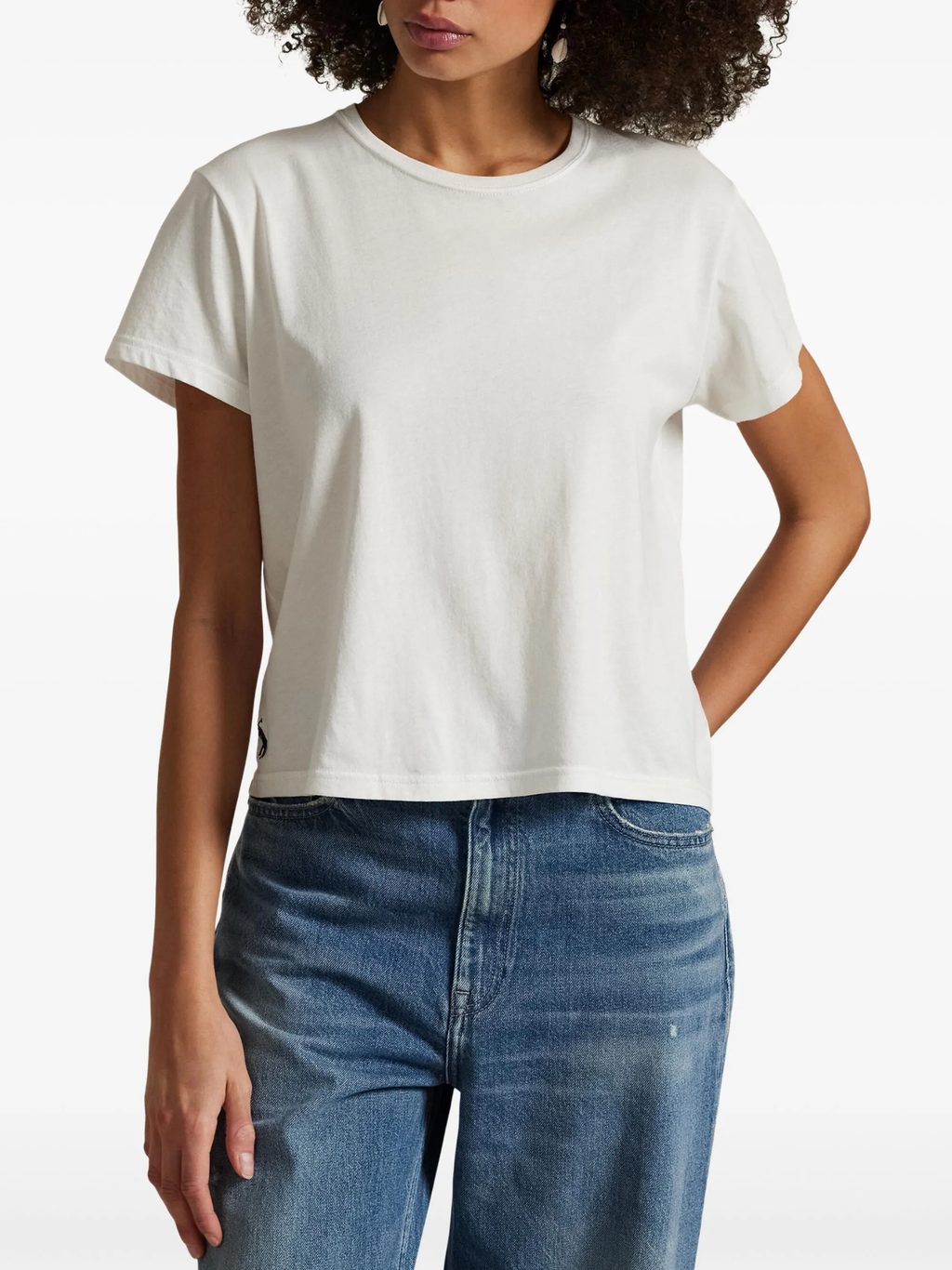 RALPH LAUREN WOMEN Classic Shrunken Fit Jersey Tee White