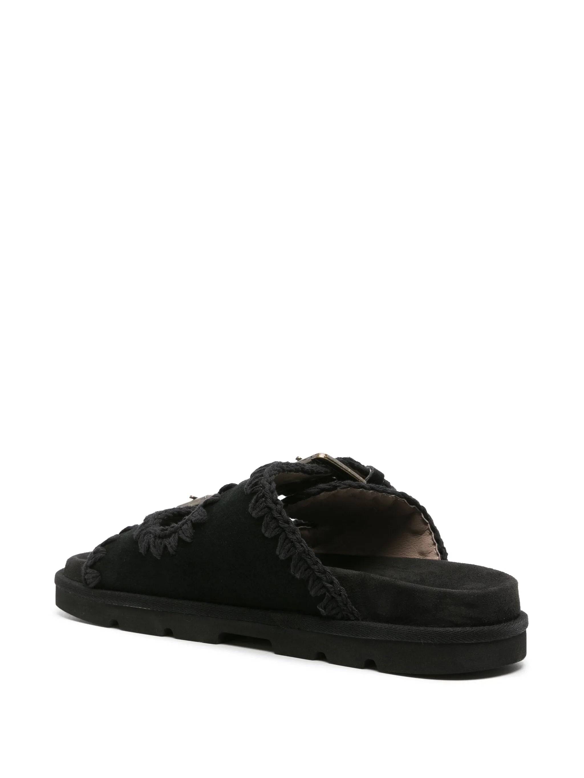 MOU WOMEN Low-Bio Double Buckle Sandals Black/Black