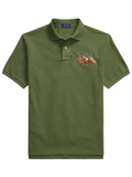 RALPH LAUREN Classic Fit Triple-Pony Mesh Polo Shirt Supply Olive