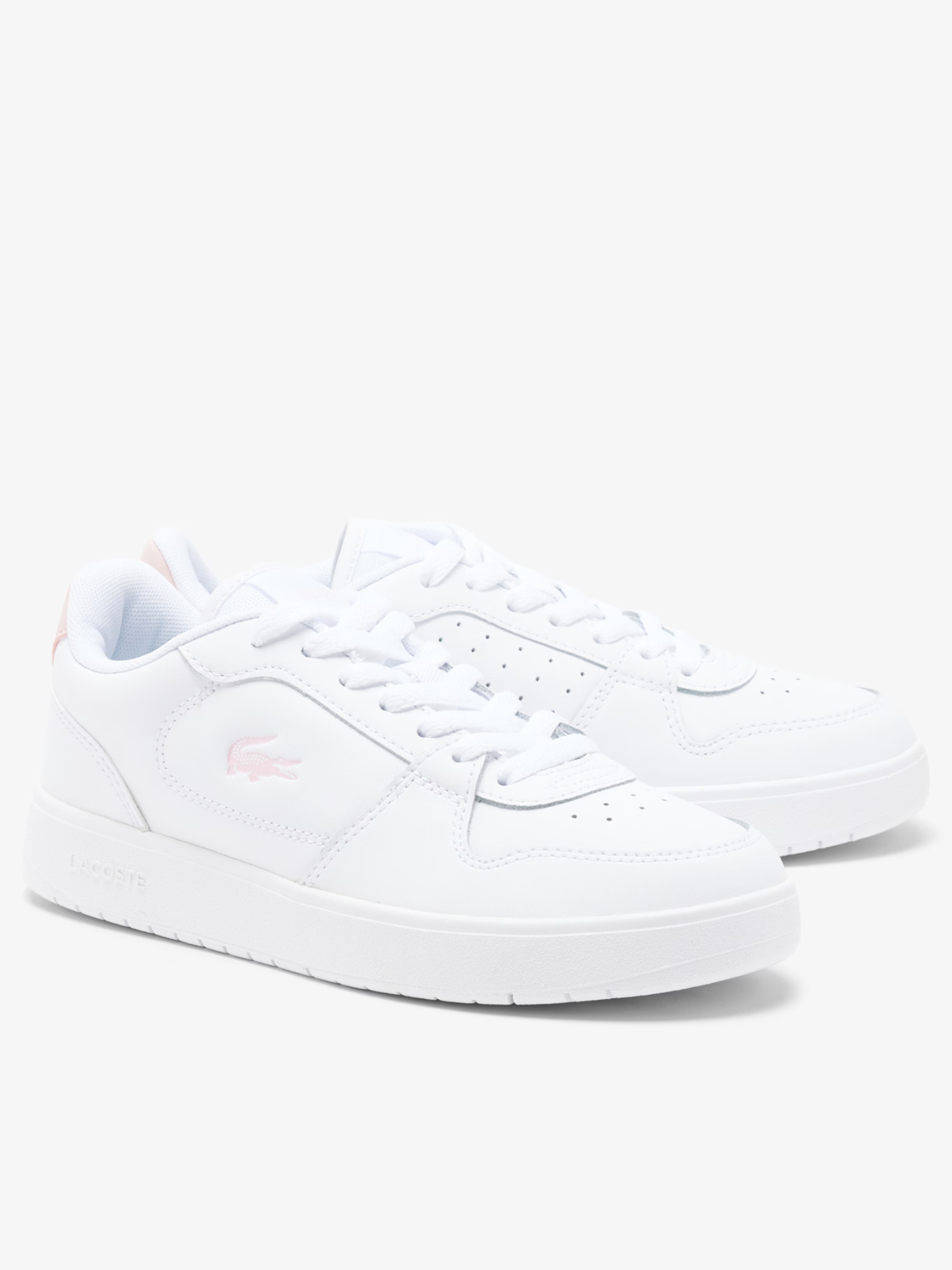 LACOSTE WOMEN Court Ace Leather Sneakers White/Light Pink