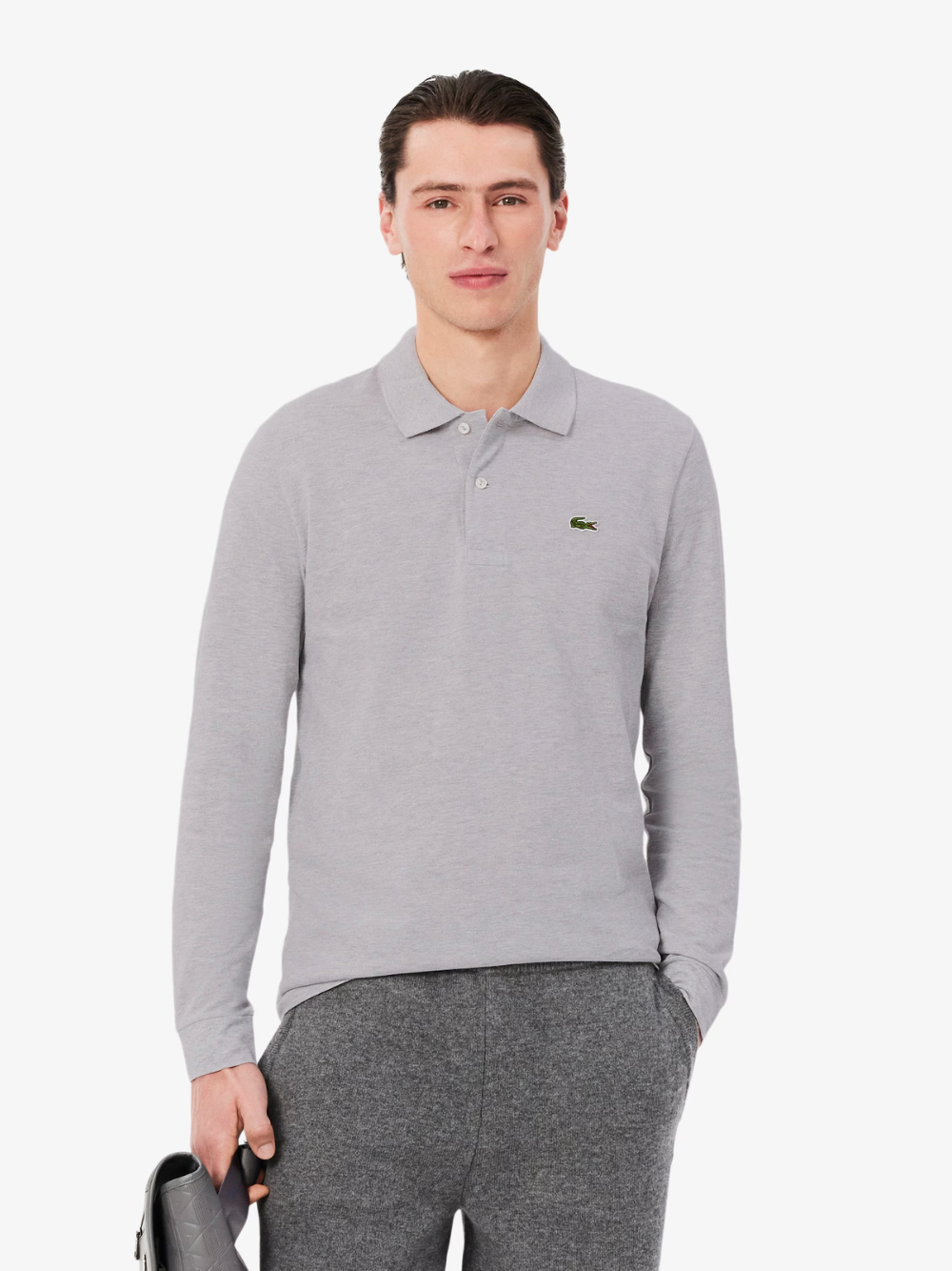 LACOSTE Classic Fit Long Sleeved L.12.12 Polo Shirt Grey