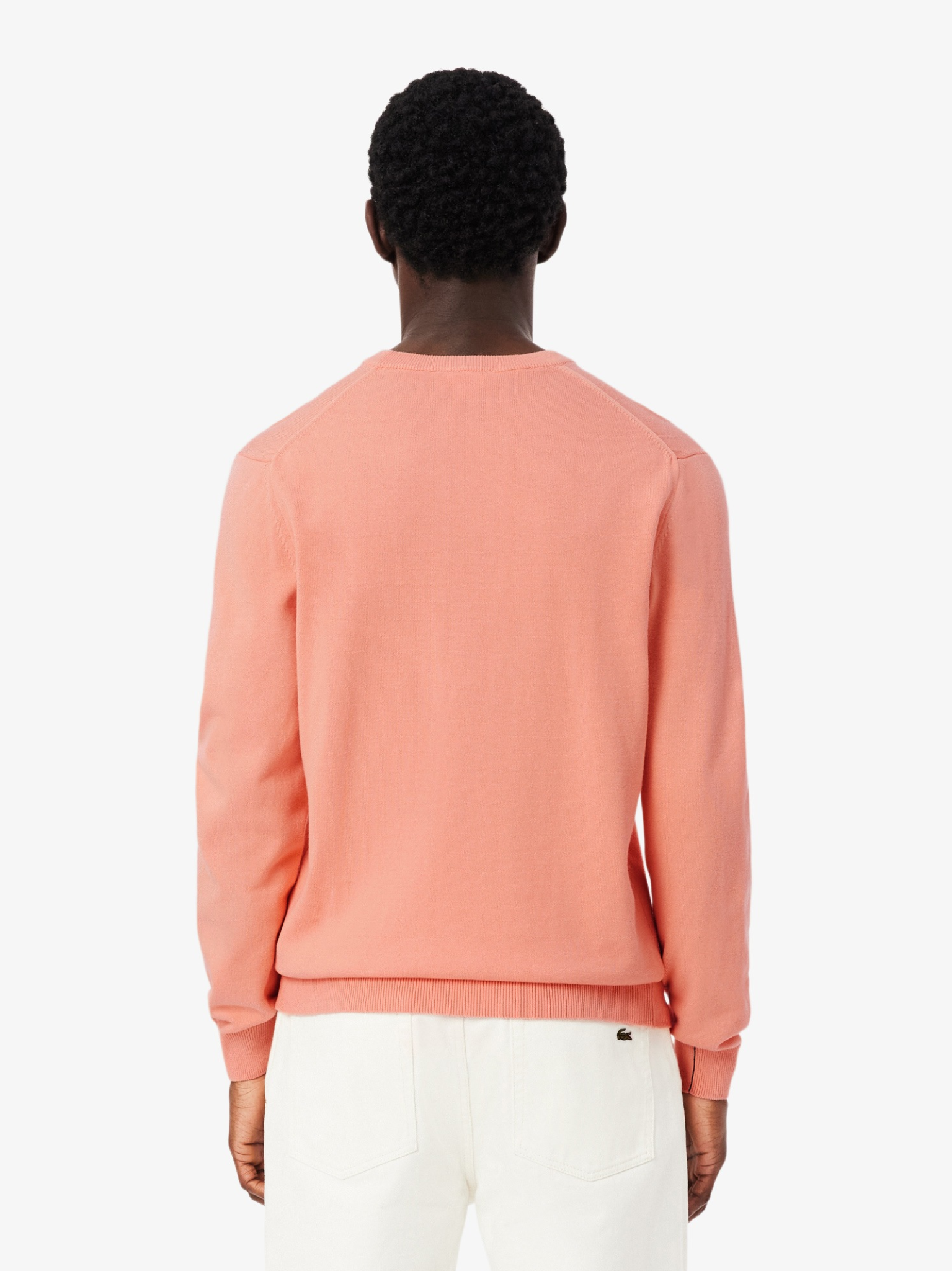 LACOSTE Monochrome Crew Neck Cotton Sweater Coral Pink