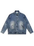 RUNDLE Vintage Wash Zip Up Denim Jacket Washed Blue