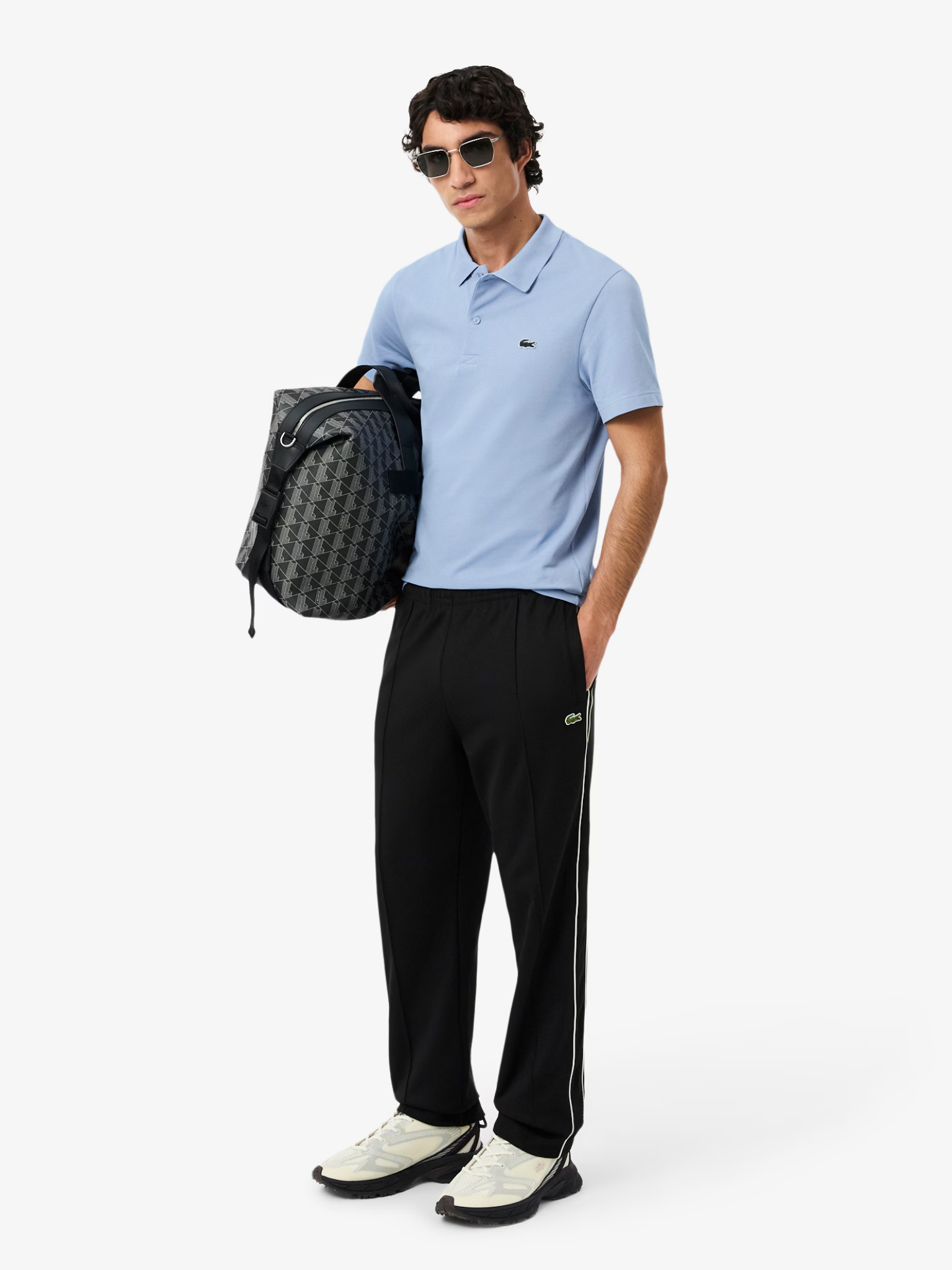 LACOSTE Regular Fit Cotton Blend Polo Shirt Light Blue