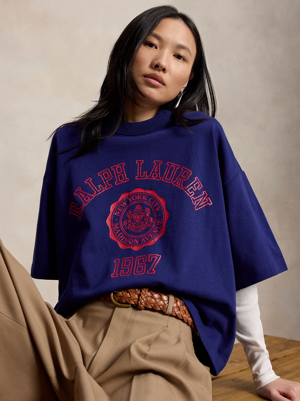 RALPH LAUREN WOMEN Crest Cotton Jersey T-Shirt Autumn Royal