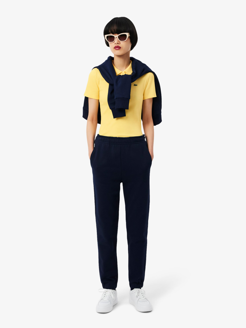 LACOSTE WOMEN Slim Fit L.12.D Ribbed Cotton Polo Shirt Pastel Yellow