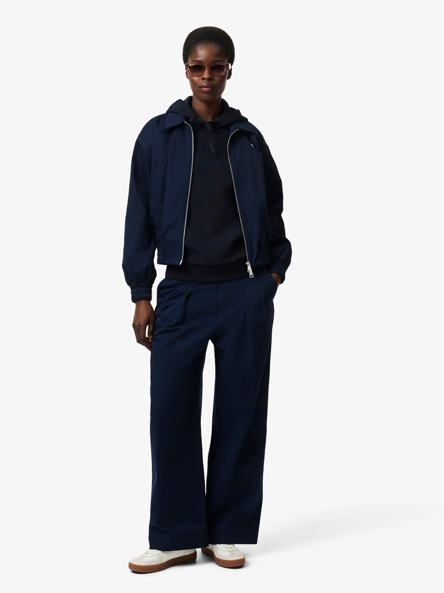 LACOSTE WOMEN Piqué Hoodie Navy Blue