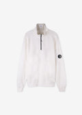 Cp Company Light Fleece Lens Quarter Zip In White