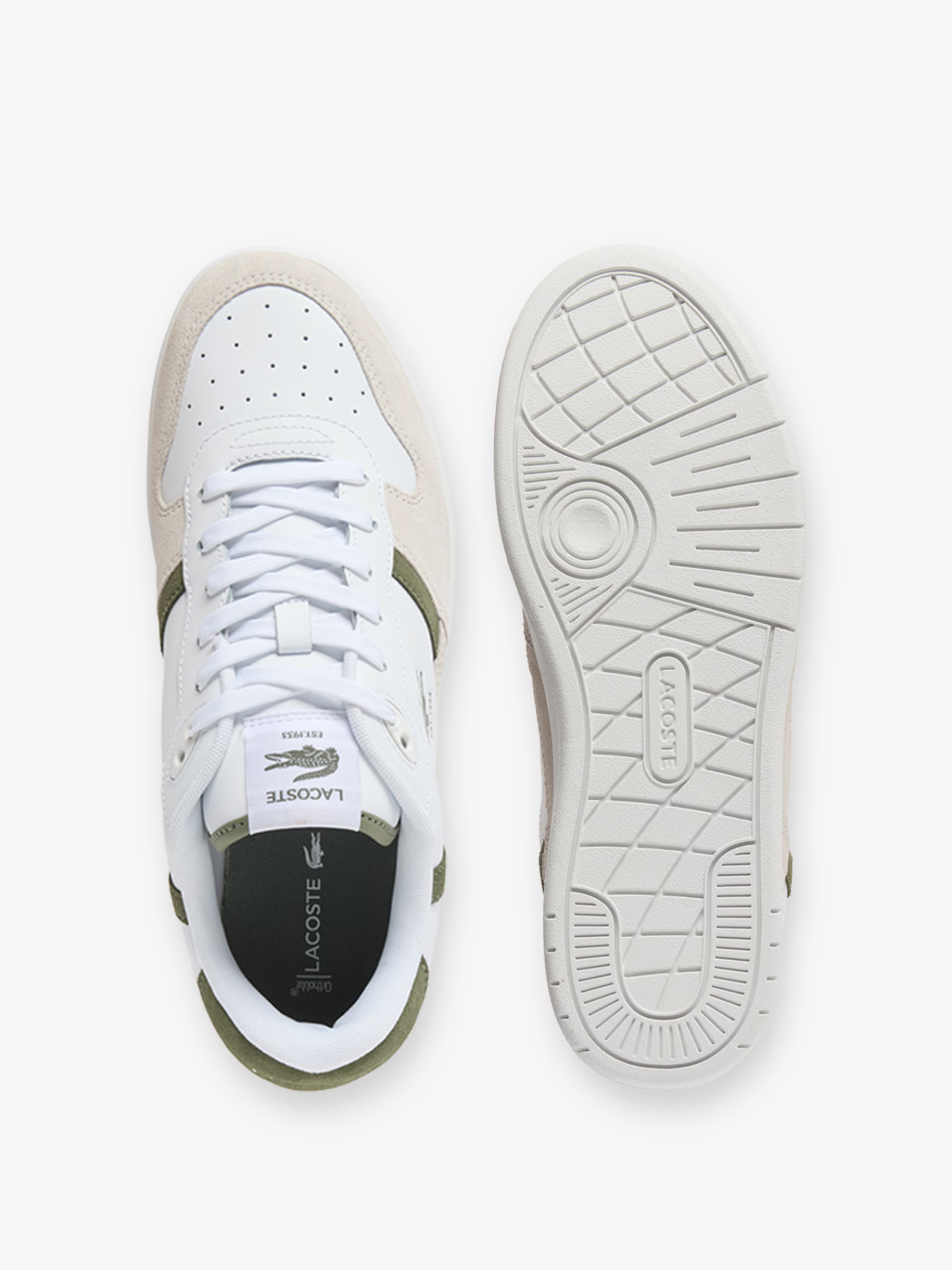 LACOSTE T-Clip Set Leather Sneakers White/Khaki