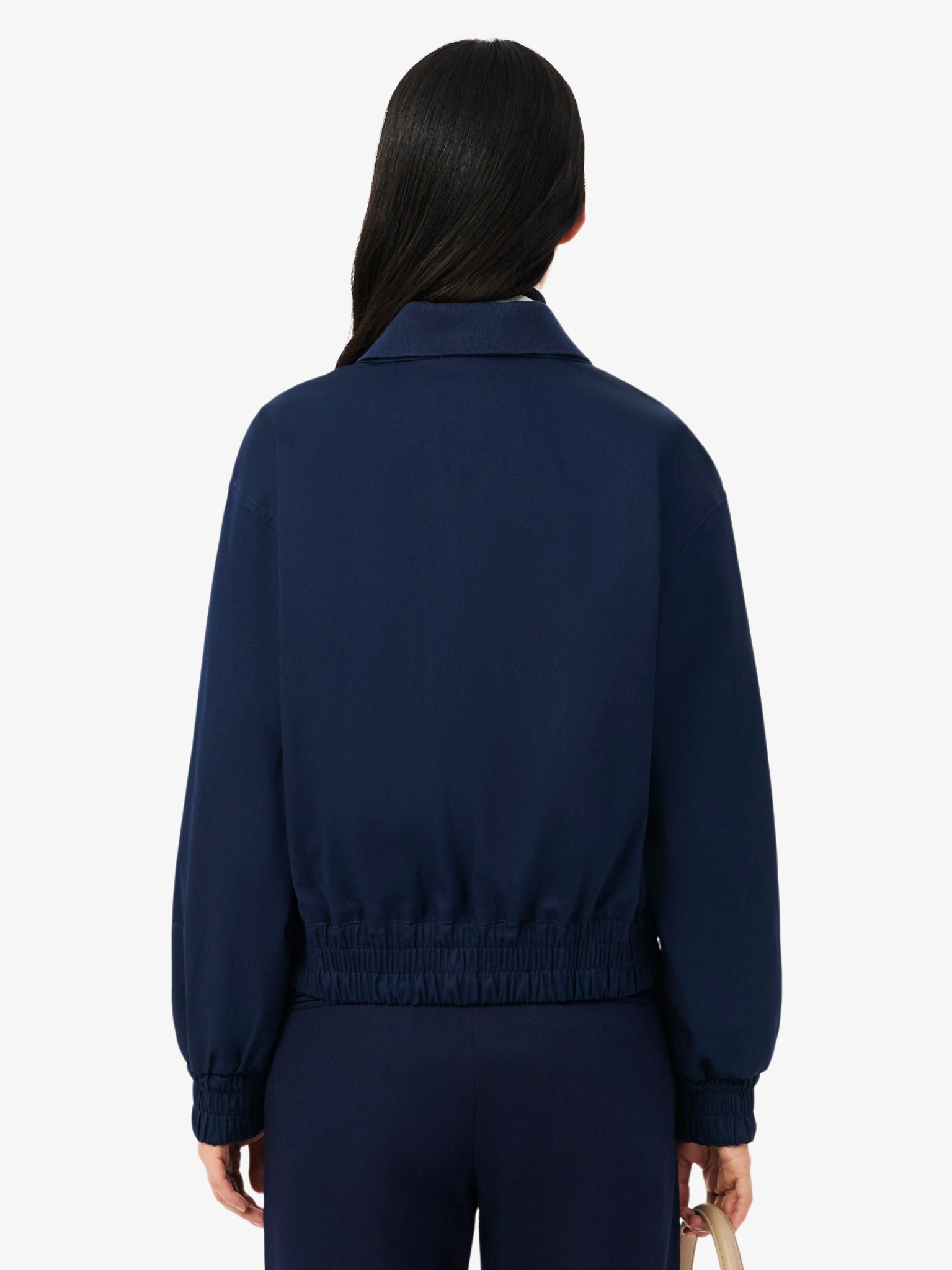 LACOSTE WOMEN Double Collar Stretch Gabardine Jacket Midnight Blue