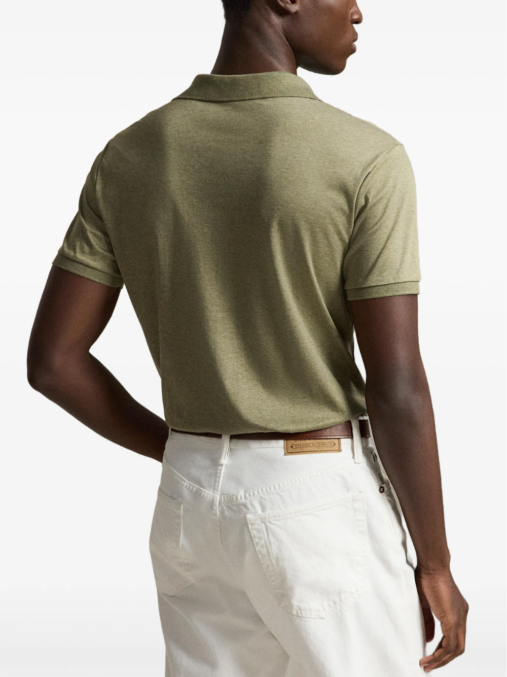 RALPH LAUREN Custom Slim Fit Soft Cotton Polo Shirt Light Green Heather