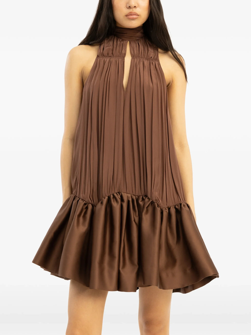 ROTATE BIRGER CHRISTENSEN WOMEN Gathered Mini Dress Dark Brown