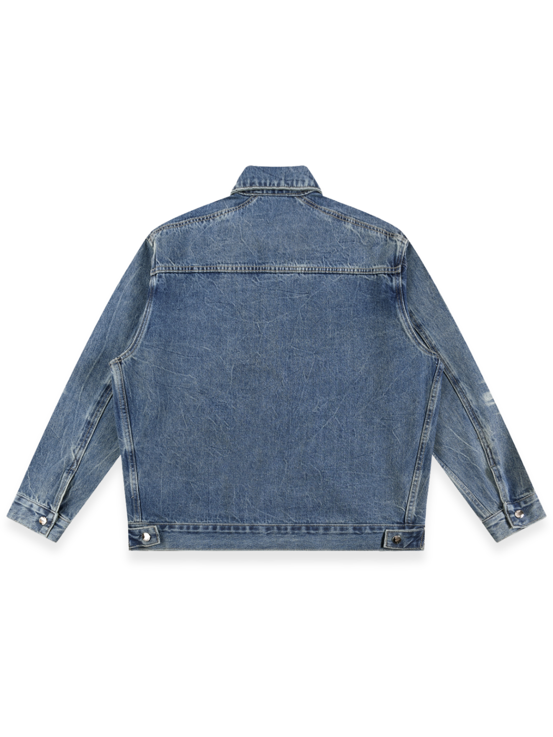 RUNDLE Vintage Wash Zip Up Denim Jacket Washed Blue