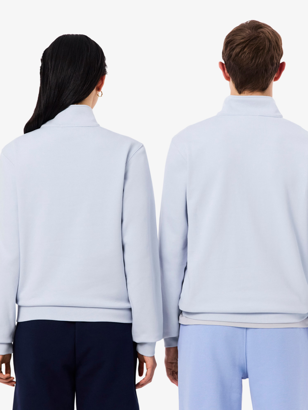 LACOSTE High Neck Embossed Zipped Sweatshirt Light Blue