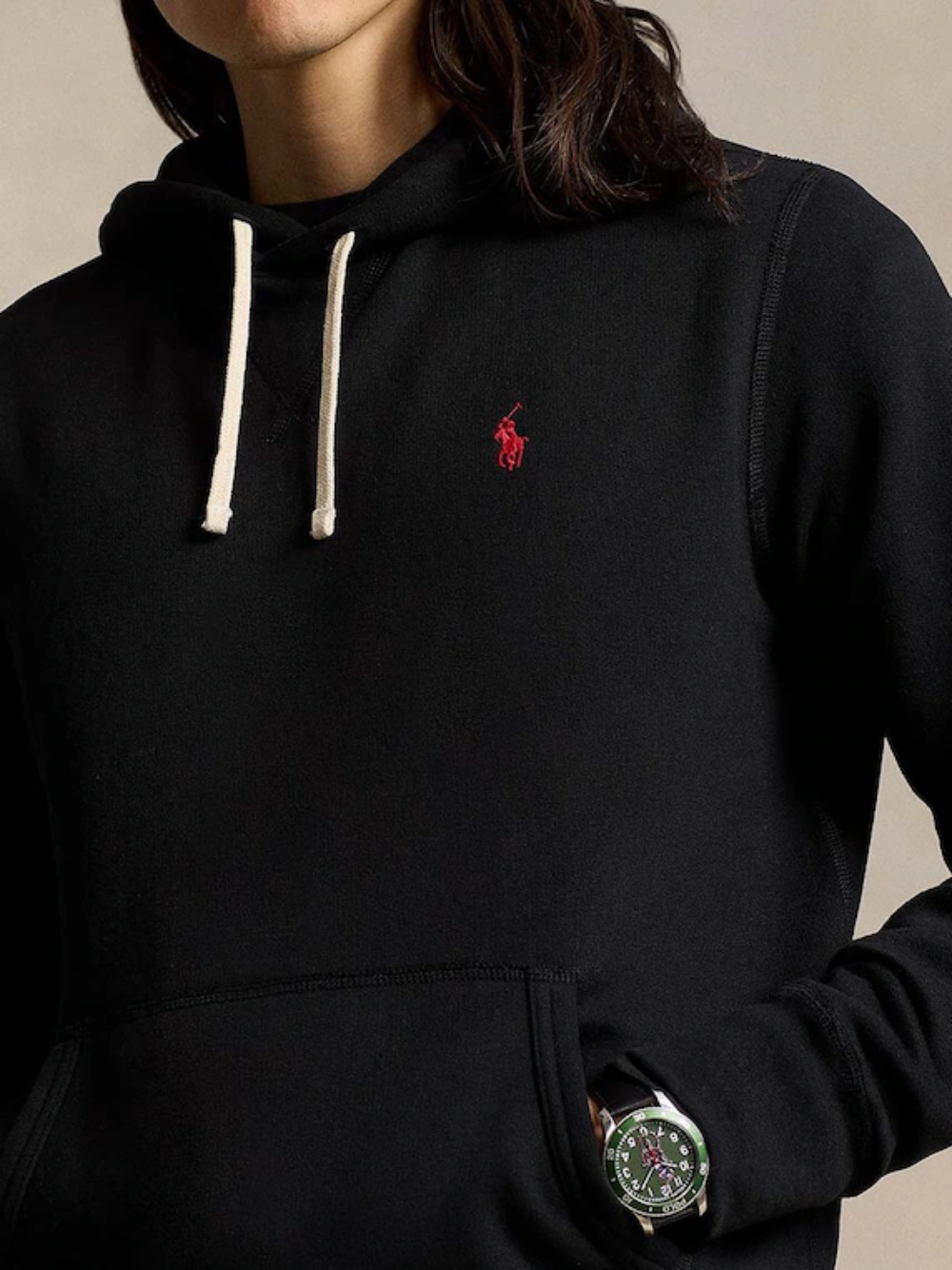 RALPH LAUREN The RL Fleece Hoodie Polo Black
