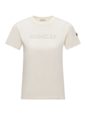 MONCLER WOMEN Embroidered Tonal Logo Cotton T-Shirt White