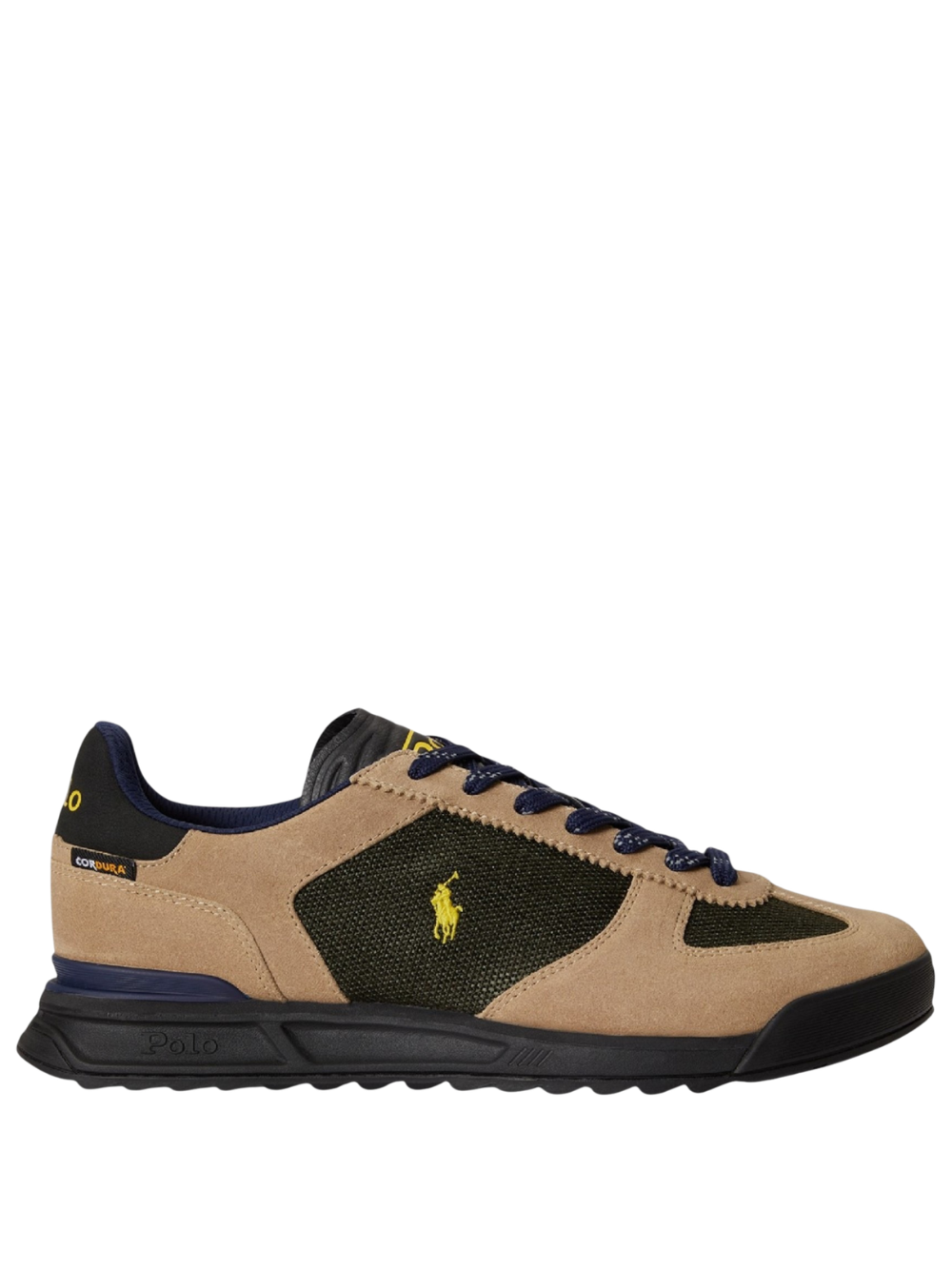 RALPH LAUREN Varick Suede-Panelled Sneakers Estate Olive/Multi