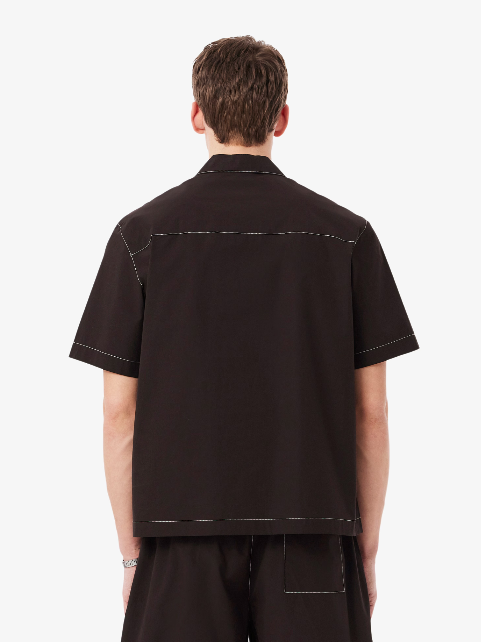 LACOSTE Relaxed Fit Short Sleeved Poplin Shirt Brown