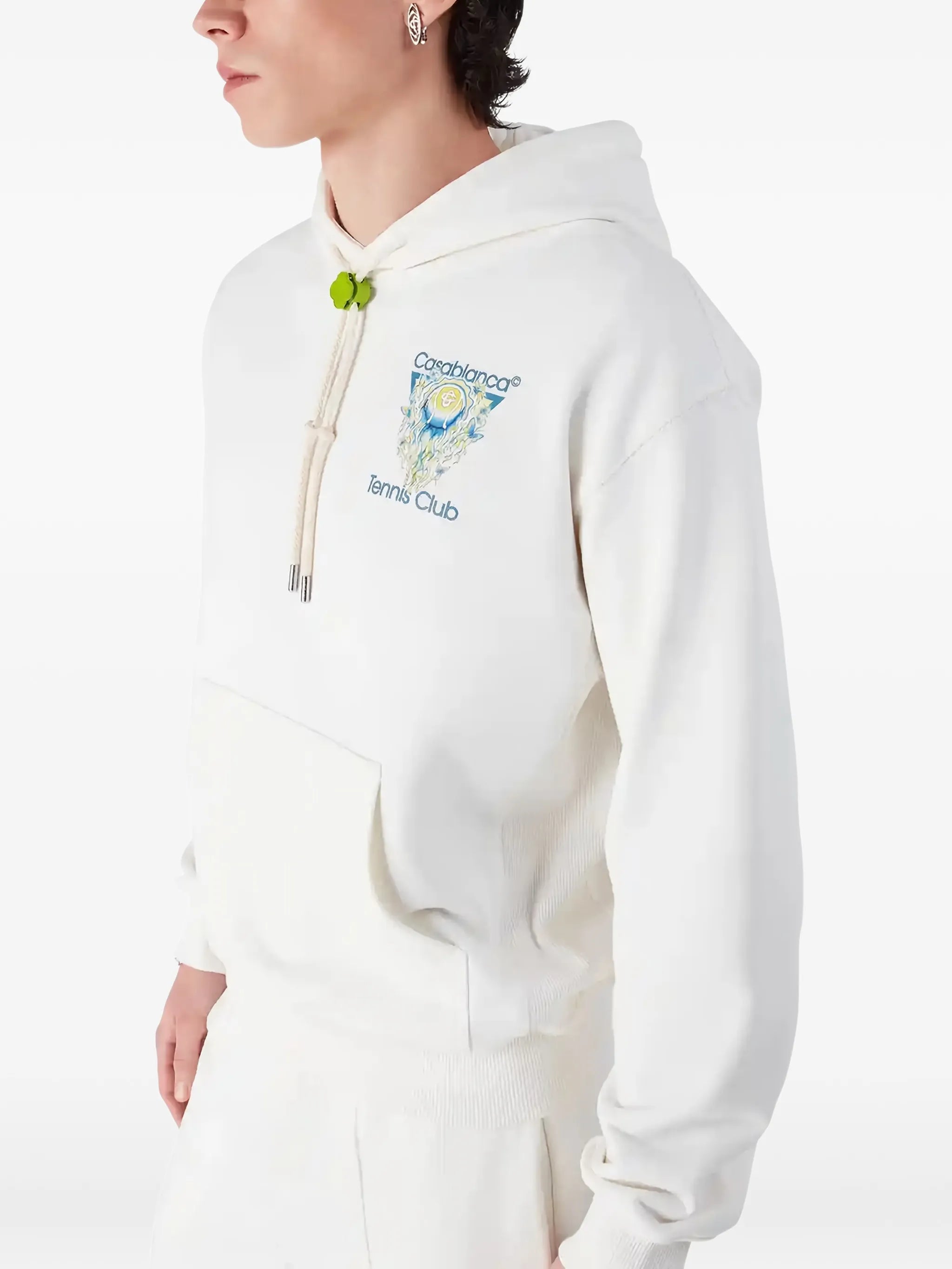CASABLANCA Tennis Club Icon Hooded Sweatshirt White