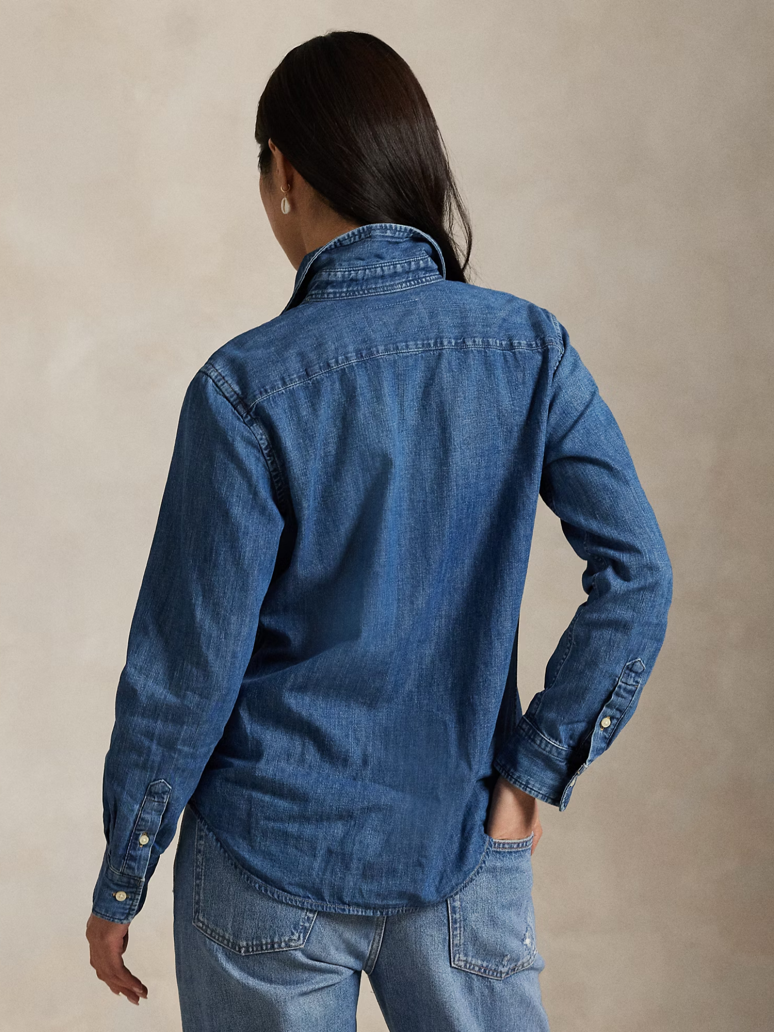 RALPH LAUREN WOMEN Slim Fit Denim Shirt Merced Wash