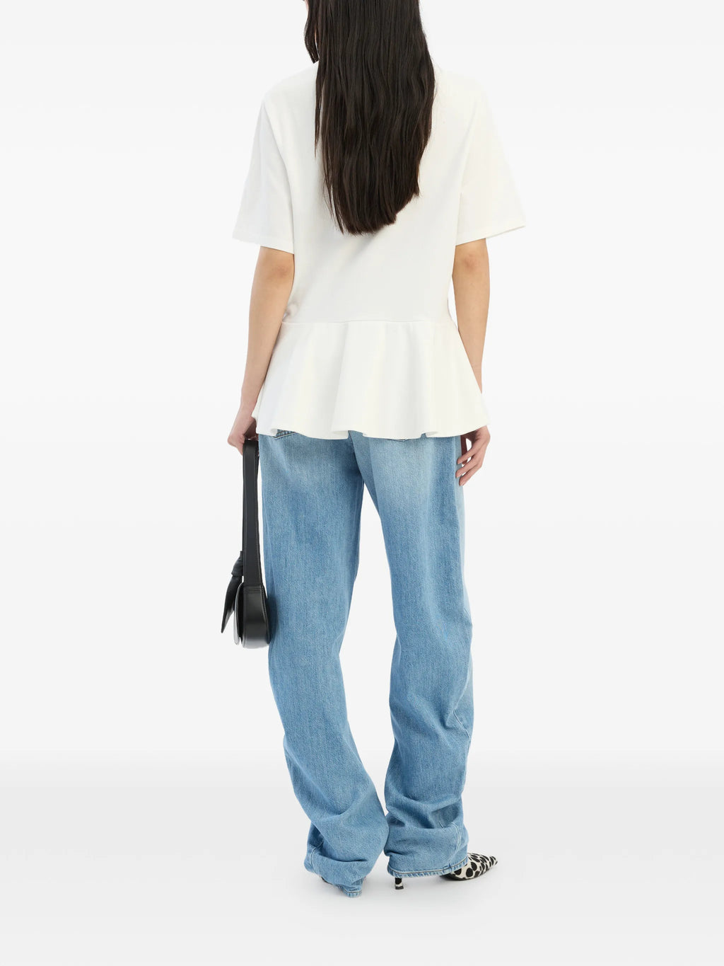 ROTATE BIRGER CHRISTENSEN WOMEN Draped Barrel Leg Jeans Light Blue Denim