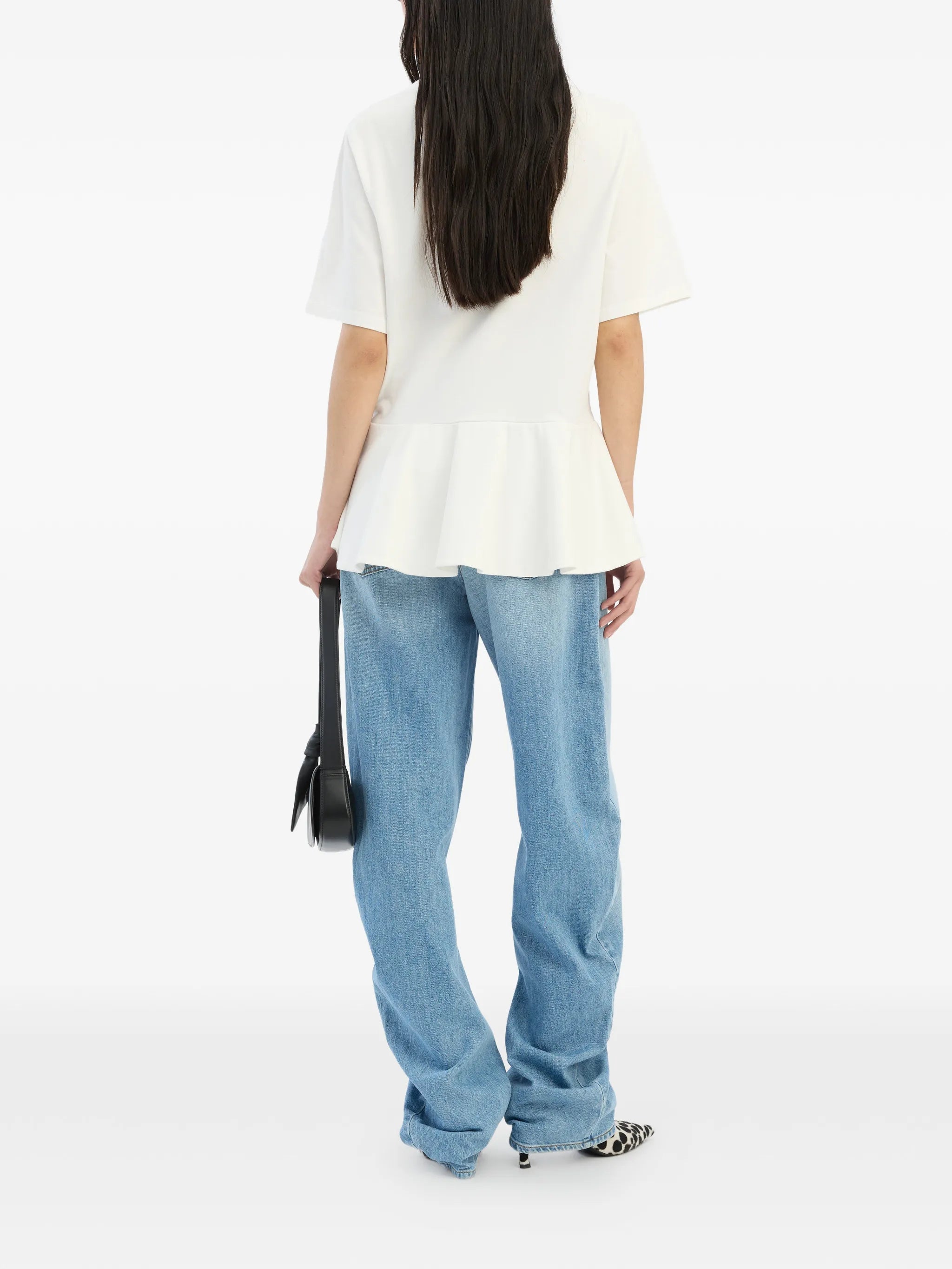 ROTATE BIRGER CHRISTENSEN WOMEN Draped Barrel Leg Jeans Light Blue Denim