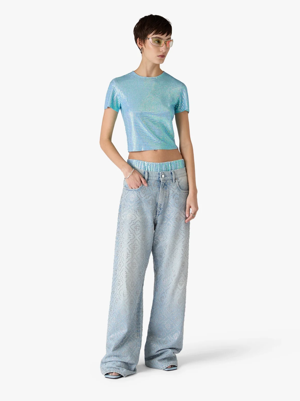 CASABLANCA WOMEN Hotfix Baggy Jeans Light Wash