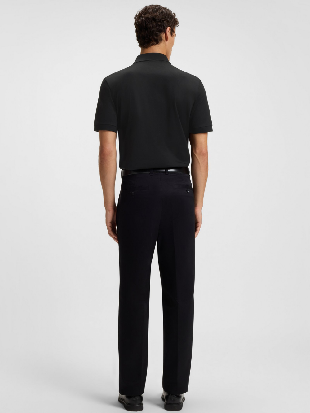 BOSS H-Paras Mercerised-Cotton Polo Shirt With Zip Placket Black