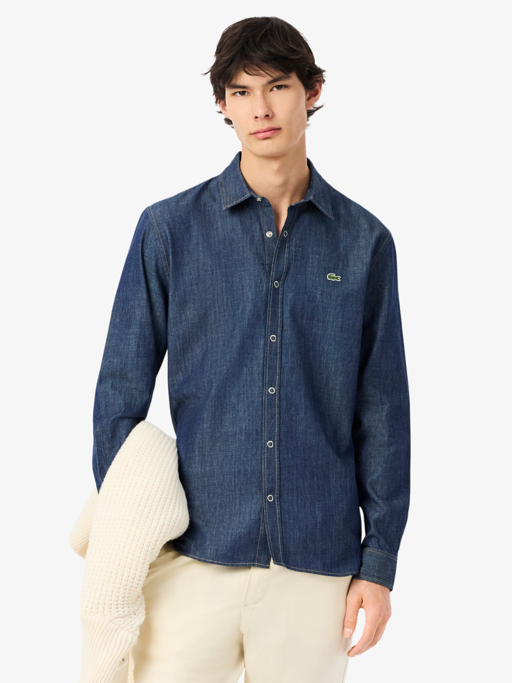 LACOSTE Regular Fit Lightweight Denim Shirt Blue