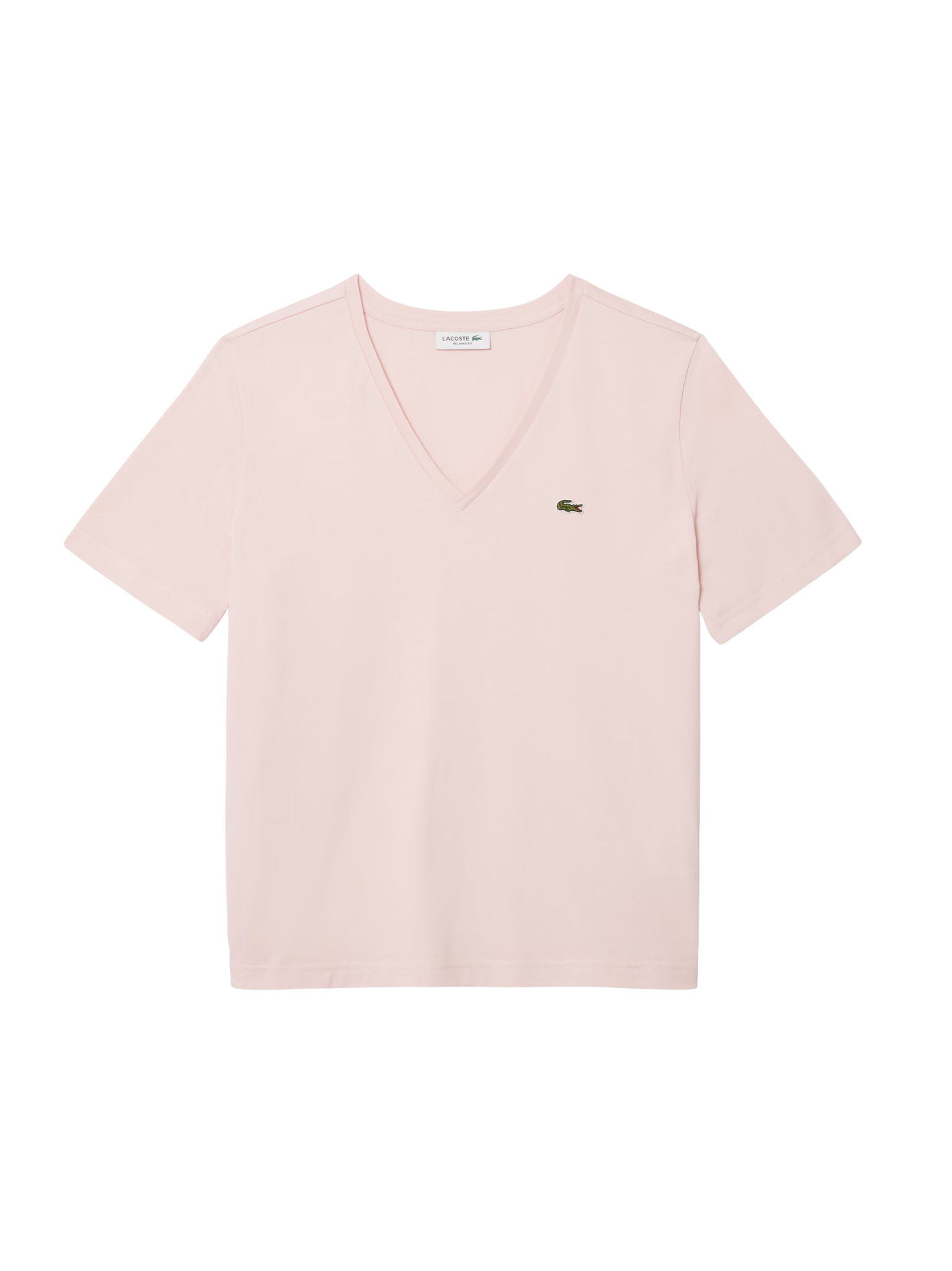 LACOSTE WOMEN Relaxed Fit Soft Cotton V Neck T-shirt Light Pink