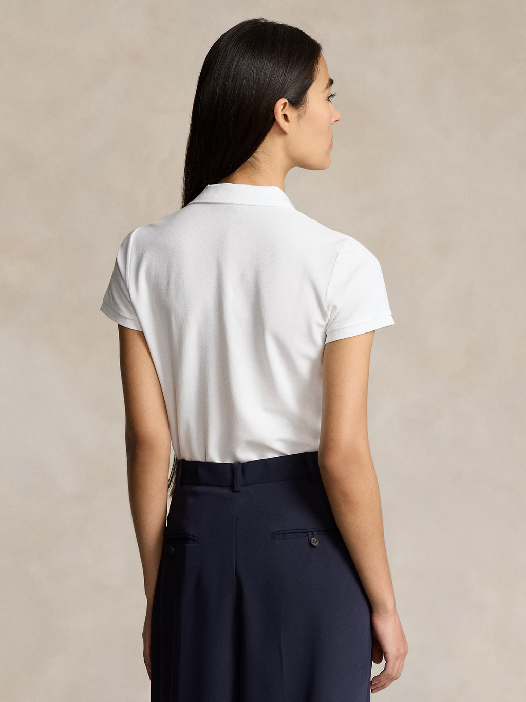 RALPH LAUREN WOMEN Slim Fit Stretch Polo Shirt White
