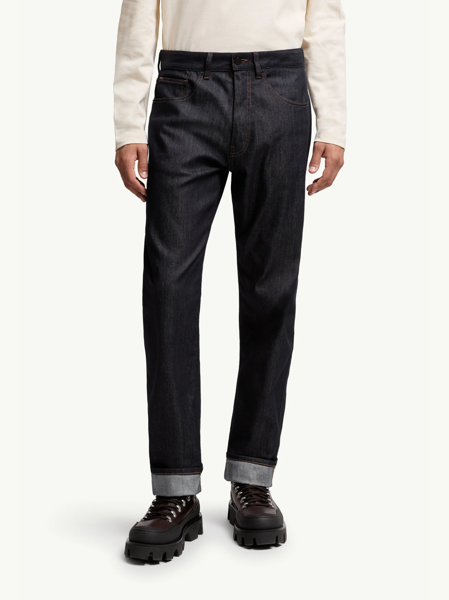 MONCLER Straight Leg Denim Jeans Denim Blue