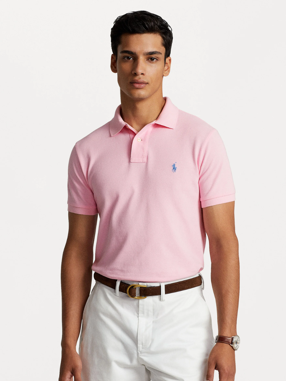 RALPH LAUREN The Iconic Custom Slim Fit Mesh Polo Terrace Pink