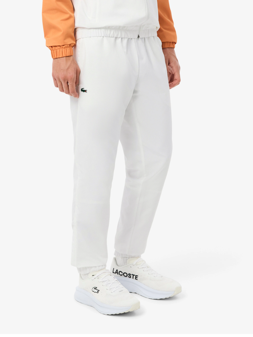 LACOSTE Diamond Taffeta Sport Tracksuit White/Orange