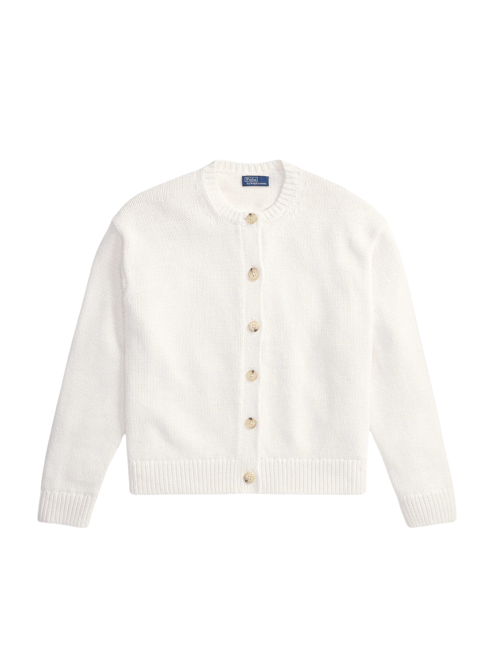 RALPH LAUREN WOMEN Linen-blend Crewneck Cardigan White
